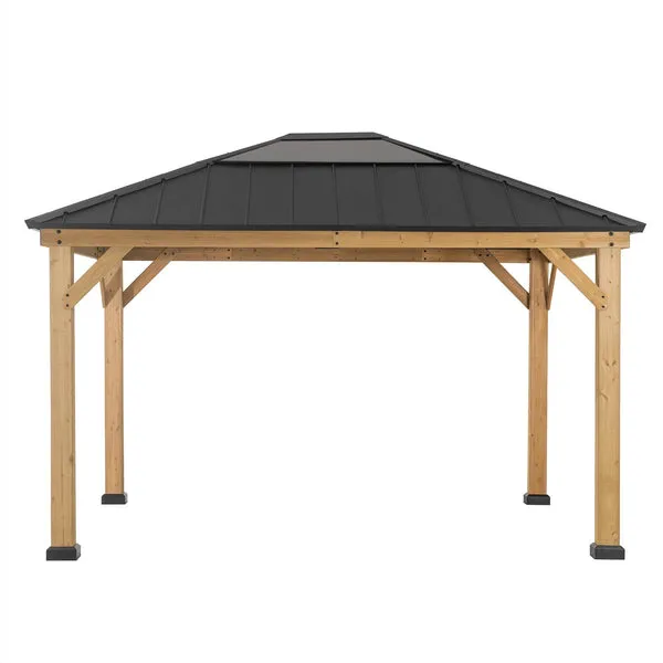 BRURI Cedar Wood Gazebo - 336cm x 394cm - Anthracite